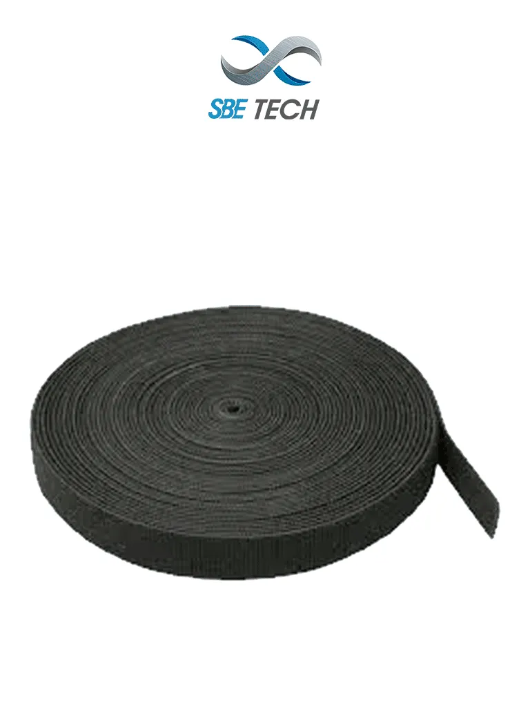 Sujetacable tipo Velcro SBE TECH SBE-V2X25-BKC, negro, 25 metros