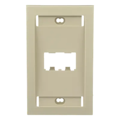 Placa de Pared Vertical / 2 Puertos Mini-Com / Espacios para Etiquetas / Perfil Elevado / Marfil