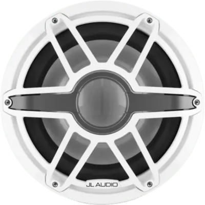 Subwoofer Náutico JL Audio M7 / 12" / Rejilla Deportiva Blanca / Deflector Infinito / 600 W RMS / 4 Ω / Sensibilidad 86.7 dB / Cono de Polipropileno Relleno de Mica / Montaje 306 mm (12.0625 in) / Profundidad de Montaje 202 mm (7.94 in)