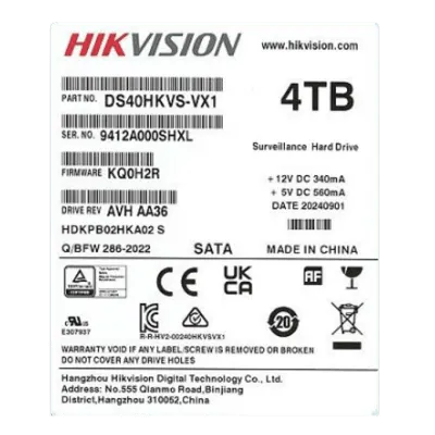 Disco Duro para Videovigilancia / 4 TB / 5400 RPM / SATA 6 Gb/s / 32 Canales HD / 180 TB Carga Anual / 24x7