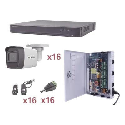 Kit de videovigilancia Hikvision KH1080P16BW de 16 canales y 16 cámaras
