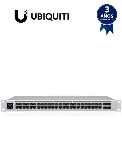 UBIQUITI USW-48 UniFi Switch Capa 2 de 48 puertos 10/100/1000 Mbps más 4 puertos 1G SFP, con pantalla informativa.