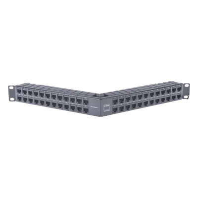 Patch Panel / 48 Puertos / Blindado / Modular / Angulado / 1UR / Alta Densidad