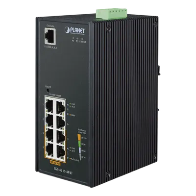 Switch Industrial Administrable / 4 Puertos PoE Gigabit / 4 Puertos SFP / 48-65VDC / Automatización y Seguridad