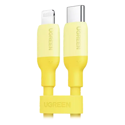 Cable USB-C a Lightning / Certificado MFi / 1 Metro (3.3 Pies) / Carga Rápida PD 20W / Sincronización 480 Mbps / Silicona y TPE / Amarillo