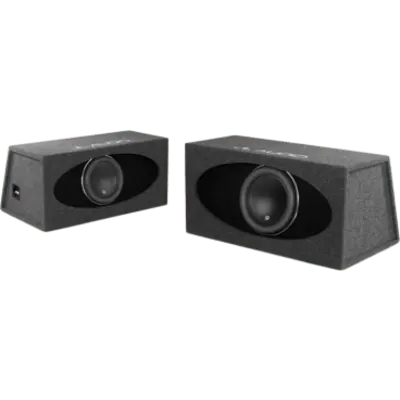 Subwoofer con Caja para Coche / 12" / 1000 W RMS / Impedancia 3 Ω / JL Audio H.O. Wedge W7AE / Diseño Orientado hacia Atrás / Puertos de Ranura / Acoplado a la Cámara / Terminal de Conexión de 5 Vías