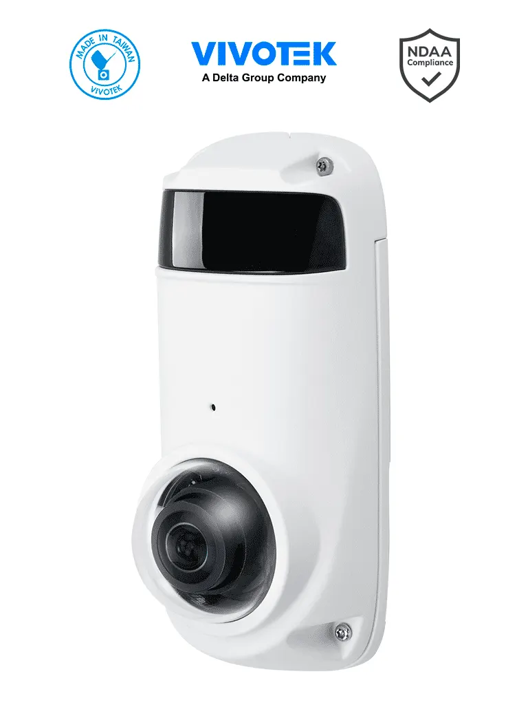 VIVOTEK CC9391-HV - Cámara IP panorámica exterior de 8MP con visión 180º, Smart IR 20 Mts, IP66, IK10, WDR Pro, Micrófono integrado, Deep Search IA, Smart VCA,Trend Micro, Smart Stream III, NDAA, ONVIF