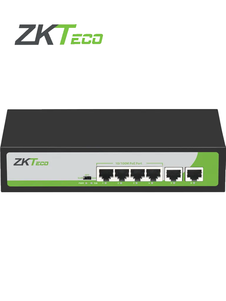Switch PoE ZKTeco PE042-55-C de 4 puertos y alcance de 250 m