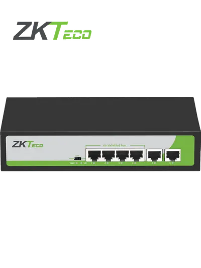 Switch PoE ZKTeco PE042-55-C de 4 puertos y alcance de 250 m