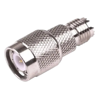 Adaptador en Línea / Mini-UHF Hembra a TNC Macho / Bronce Niquelado / Contacto Oro / Aislante Teflón
