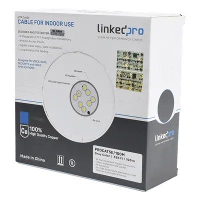 Cable UTP LINKEDPRO PRO-CAT-5E/100M Cat5e de 100 m para interior