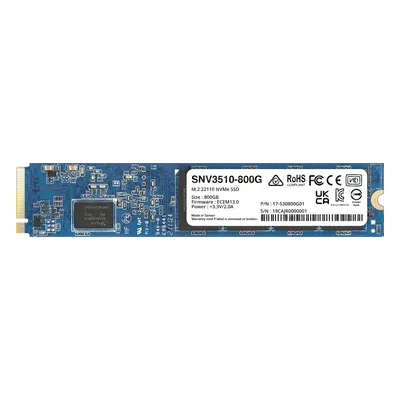 SSD NVMe M.2 SNV3410/3510 | SSD 800GB | Alto Rendimiento 400000 IOPS Lectura | 70000 IOPS Escritura | Resistencia 1022 TBW | Protección de Datos Integral | Análisis de Vida Útil | Diseñada para Sistemas Synology.