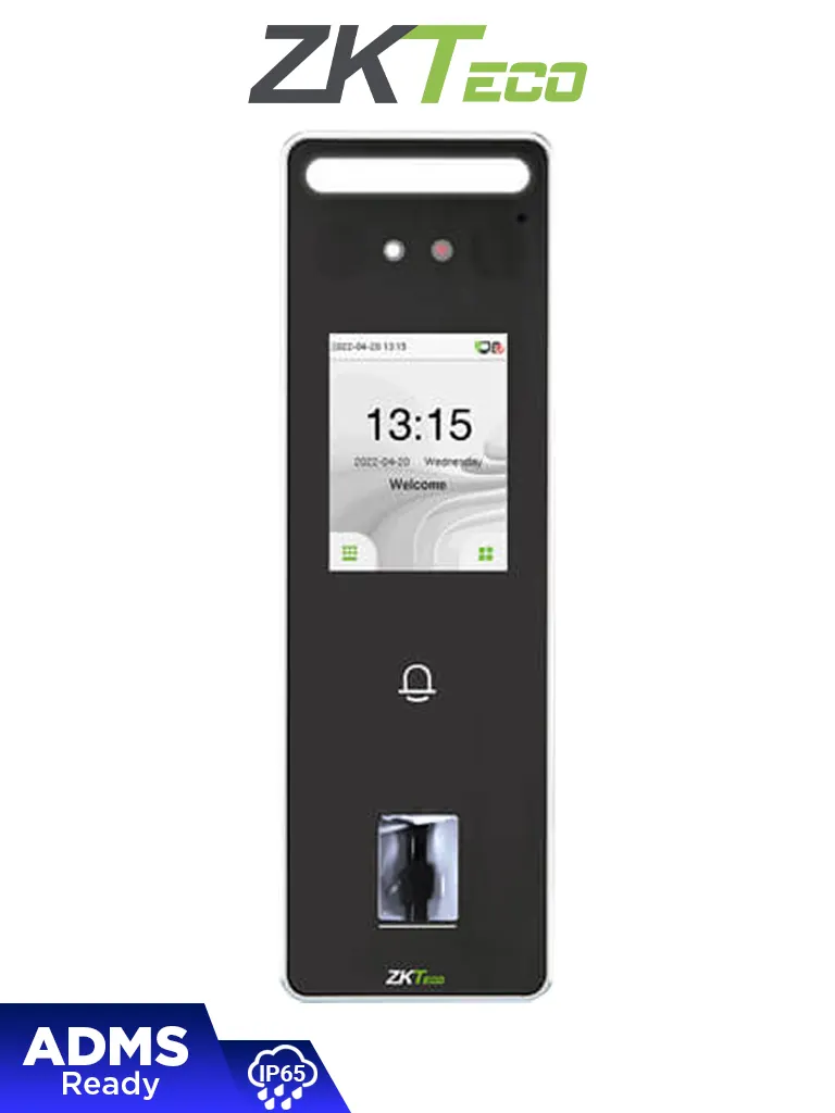 ZKTECO SpeedFaceV3L - Control de Acceso y Asistencia Visible Light con Autenticación Facial (500 Rostros), Huella Digital BioID+ (3000), Registro de 200,000 Eventos, IP65 y Conectividad TCP/IP