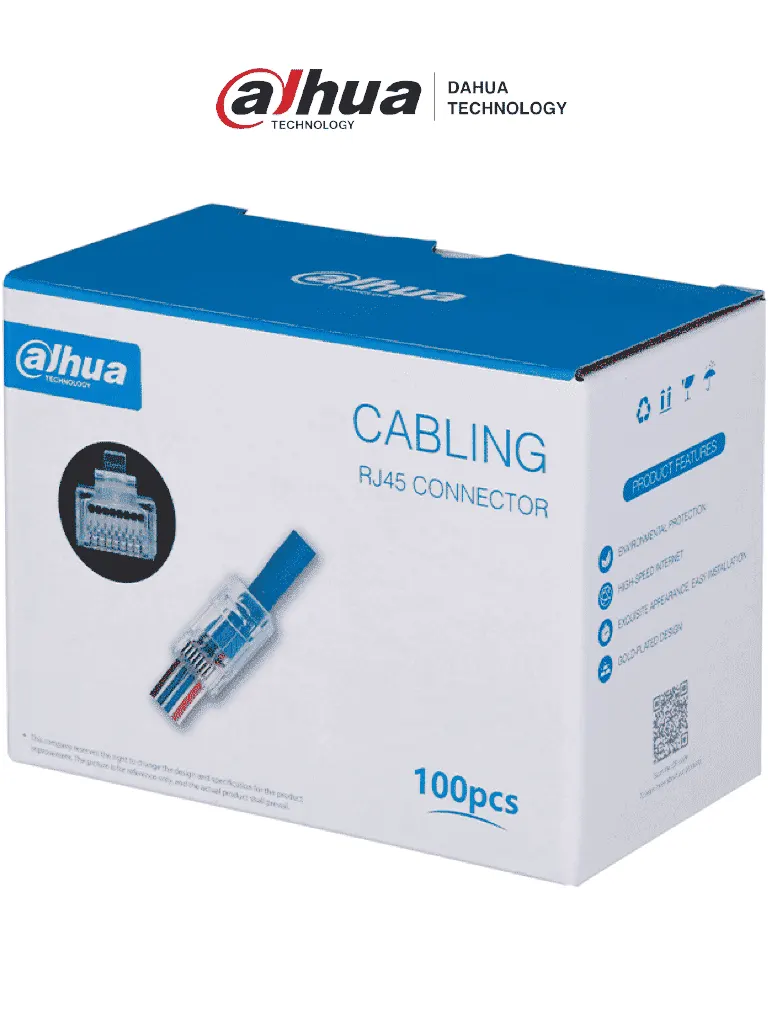 Conectores RJ45 Pass Through DAHUA PFM976-531-PT Cat5e, caja con 100