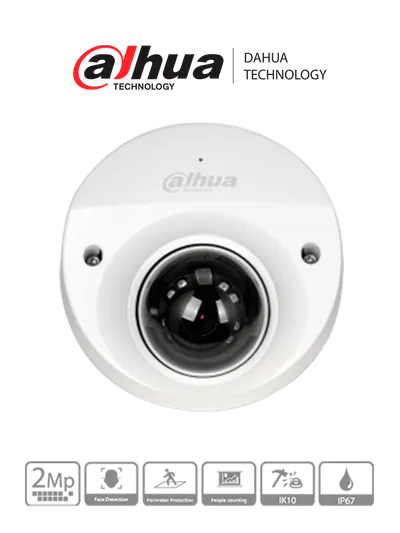 DAHUA IPC-HDBW5241FN-M-DAE-SA-0280B - Cámara IP Domo para NVR Movil de 2 Megapixeles/ Lente de 2.8mm con 106° de Apertura/ Especial para Conteo de Personas en Vehículos/ 30 metros de IR/ WDR Real de 120 dB/ Antivandálica IK10/ IP67/