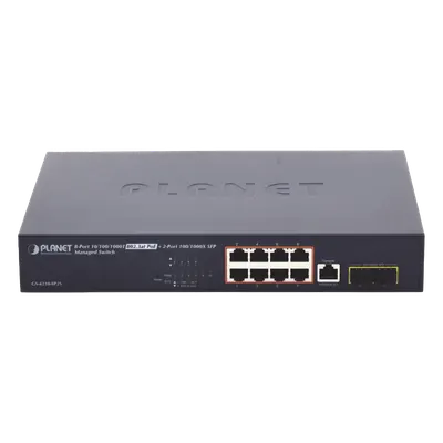 Switch PoE+ administrable PLANET GS-4210-8P2S con 8 puertos Gigabit