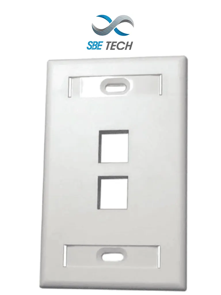 Placa de pared SBE TECH SBE-2517-2P-WT de 2 puertos blanca