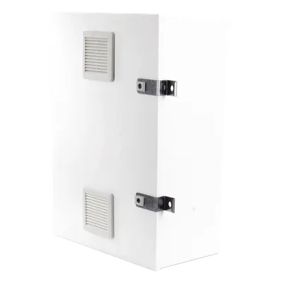 Gabinete para instalación de 2 Baterías PL110D12, Fabricado en Lámina Galvanizada, Accesorios para piso o poste (No incluidos) (EI-PCB-04-07-03-W3V)