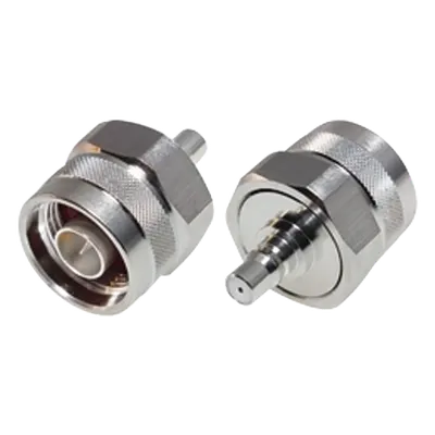 Adaptador RF de Bajo PIM / N Macho a QMA Hembra / 0-6 GHz / 50 Ohm / VSWR ≤1.25 / Bronce Blanco y Oro