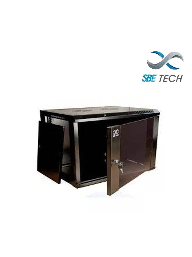 SBE TECH GNLPAR9URP- Gabinete de pared / 9 UR / Capacidad de carga de 45 Kg / Ancho 600 mm x profundidad 600 mm x alto 500 mm / Puerta delantera de cristal templado