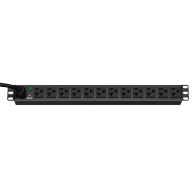 PDU Básica / 12 Salidas NEMA 5-20R / 1U Horizontal o 0U Vertical / NEMA L5-20P / 20A 120Vca / 3 m (9.8 ft)