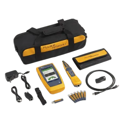 Kit Calificador de Red / Hasta 10 Gbps / Pantalla Multitáctil a Color / Mediciones Basadas en Frecuencia / Diagnóstico de Switch / 32.8 ft (10 m)