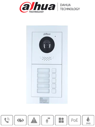 DAHUA PAQ2VTO4202F - Paquete Modular de Frende de Calle para 5 Departamentos/ Incluye Camara de 2 Megapixeles/ Modulo de 5 Botones/ Caja y Panel Frontal/ Apertura Remota/ Notificación APP/ Funcion P2P