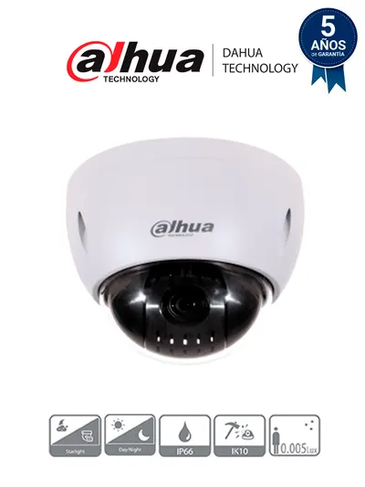 DAHUA DH-SD42215-HC-LA - Cámara PTZ de 2 Megapíxeles/ 1080p/ 15x de Zoom Óptico/ Montaje en Techo/ WDR Real 120 dB/ Starlight/ Antivandálica IK10/ IP66