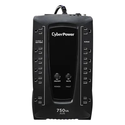 UPS de 750 VA/450 W, Topología Línea Interactiva, Entrada 120 Vca NEMA 5-15P, Tipo Gabinete Compacto, Con 12 Tomas NEMA 5-15R