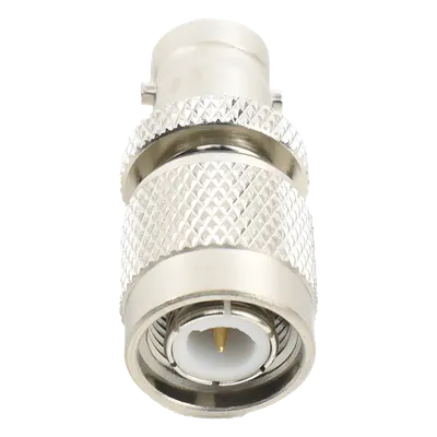 Adaptador en Línea, de Conector TNC Macho a BNC Hembra, Níquel /Oro /Teflón.