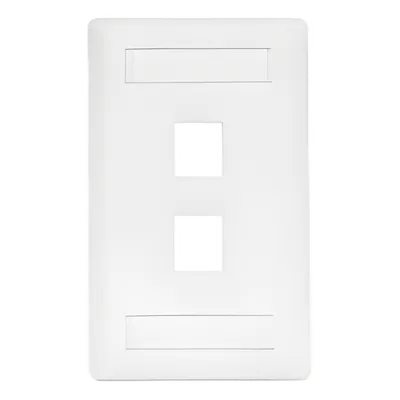 Placa Frontal / 2 Puertos / Termoplástico UL 94V-0 / Campos para Etiquetas / Blanco
