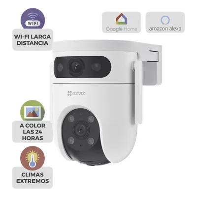 Cámara PT IP / Doble Lente 10 Megapixel / 3K 2880x1620 / Wi-Fi 2.4 GHz / IR 30 m (98.4 ft) / Visión Nocturna a Color / Audio Bidireccional 100 dB / IP65