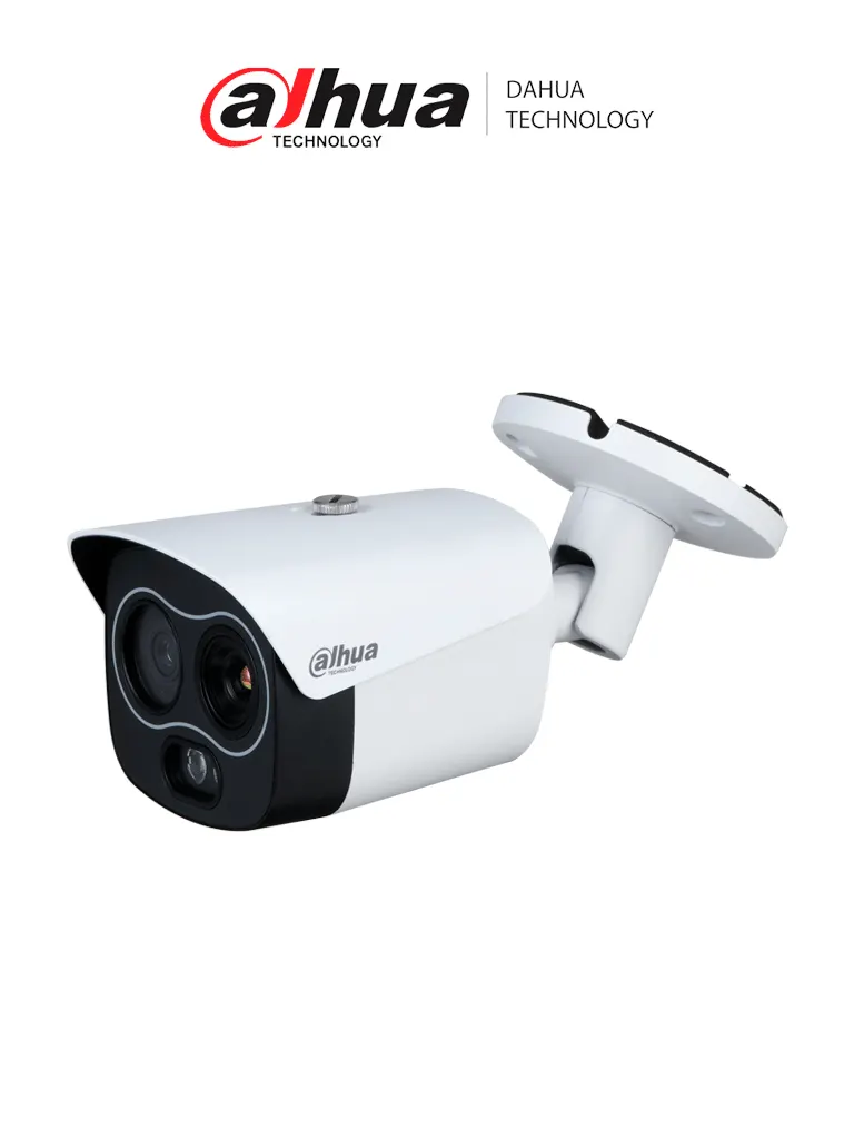 DAHUA DHI-TPC-BF1241-B7F8-DW-S2 Mini cámara tipo bala IP térmica de 4MP con IA: detección de calor, clasificación de personas/vehículos, detección de humo y llamas. Fusión de imagen dual, PoE, IP67, rango de medición de –20°C a +550°C
