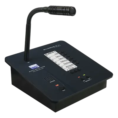 Consola de Avisos Multizona IP / Audio 16 bits 44.1 kHz / Display Tinta Electrónica / Micrófono Electret / 6 Teclas Directas / Grabación de Mensajes