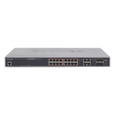 Switch administrable L2 / 16 puertos Gigabit Ultra PoE 60W / 4 puertos Combo TP/SFP / Presupuesto PoE 400W / Dual Stack IPv6/IPv4
