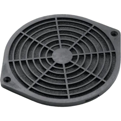 Kit Filtro Protector de Dedos / Ventilador 4 Pulgadas (102 mm) / Filtro Extraíble y Lavable / 124x124x11 mm / Plástico Negro Mate / Incluye Herrajes