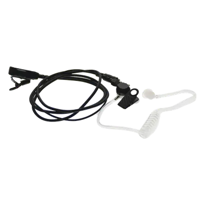 Micrófono-Audífono de Solapa / Tubo Acústico Transparente / Sensibilidad -42 dB / Bocina 112 dB / Conector 3.5 mm PTT / Operación -20°C a 70°C
