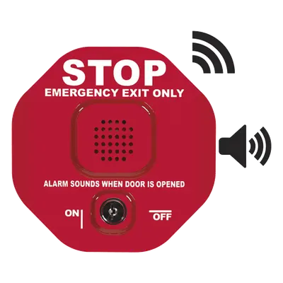 Alarma de Puerta / Inalámbrica 433 MHz / Rango 300 m (984.3 ft) / Sirena 95/105 dB / Alimentación 9V o 12-24 VDC / Señal Visual de Alto