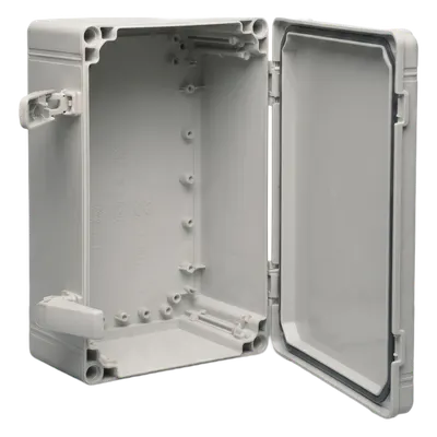 Gabinete Industrial Tipo 4X / 200 x 200 x 180 mm (7.87 x 7.87 x 7.09 in) / ABS Sin Halógenos / IP66 / Tapa Opaca con Tornillos / Panel Ajustable
