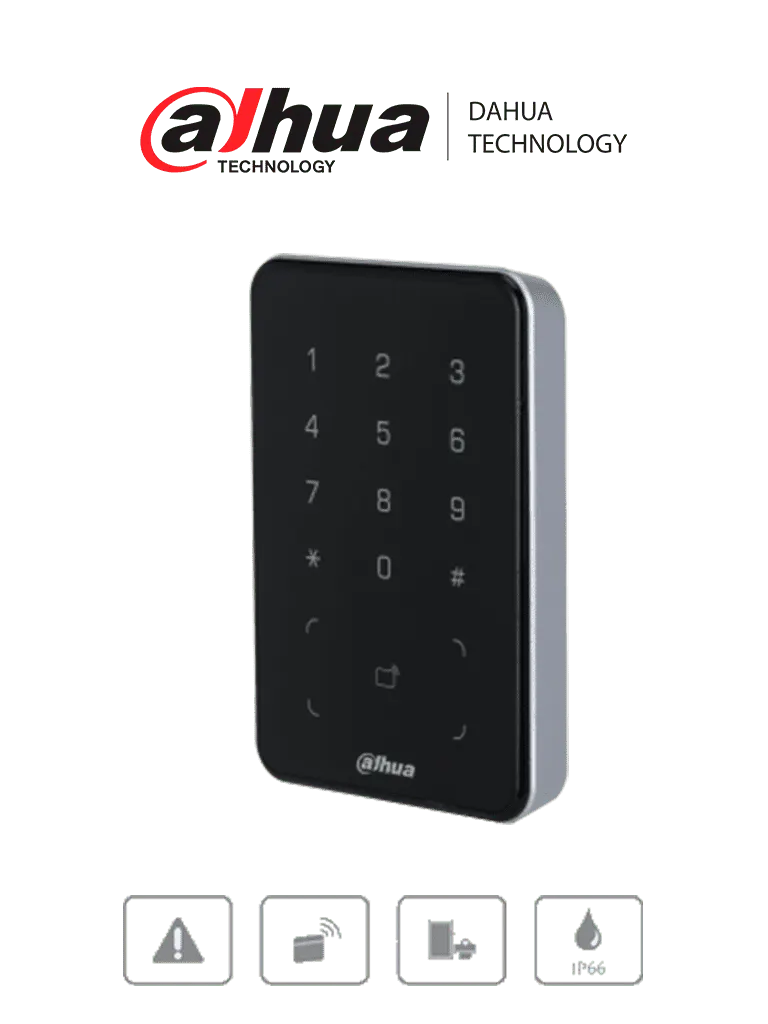 DAHUA DHI-ASR2101A-ME  - Lectora con Tecnologia Dual con Teclado para Panel de Control de Acceso/ Soporta Tarjetas ID y Mifare/ Soporta Passwords/ Wiegand y RS-485/ Soporta Uso Exterior/