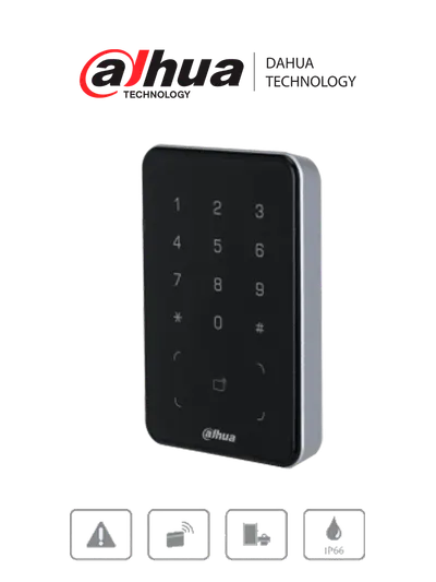 DAHUA DHI-ASR2101A-ME  - Lectora con Tecnologia Dual con Teclado para Panel de Control de Acceso/ Soporta Tarjetas ID y Mifare/ Soporta Passwords/ Wiegand y RS-485/ Soporta Uso Exterior/