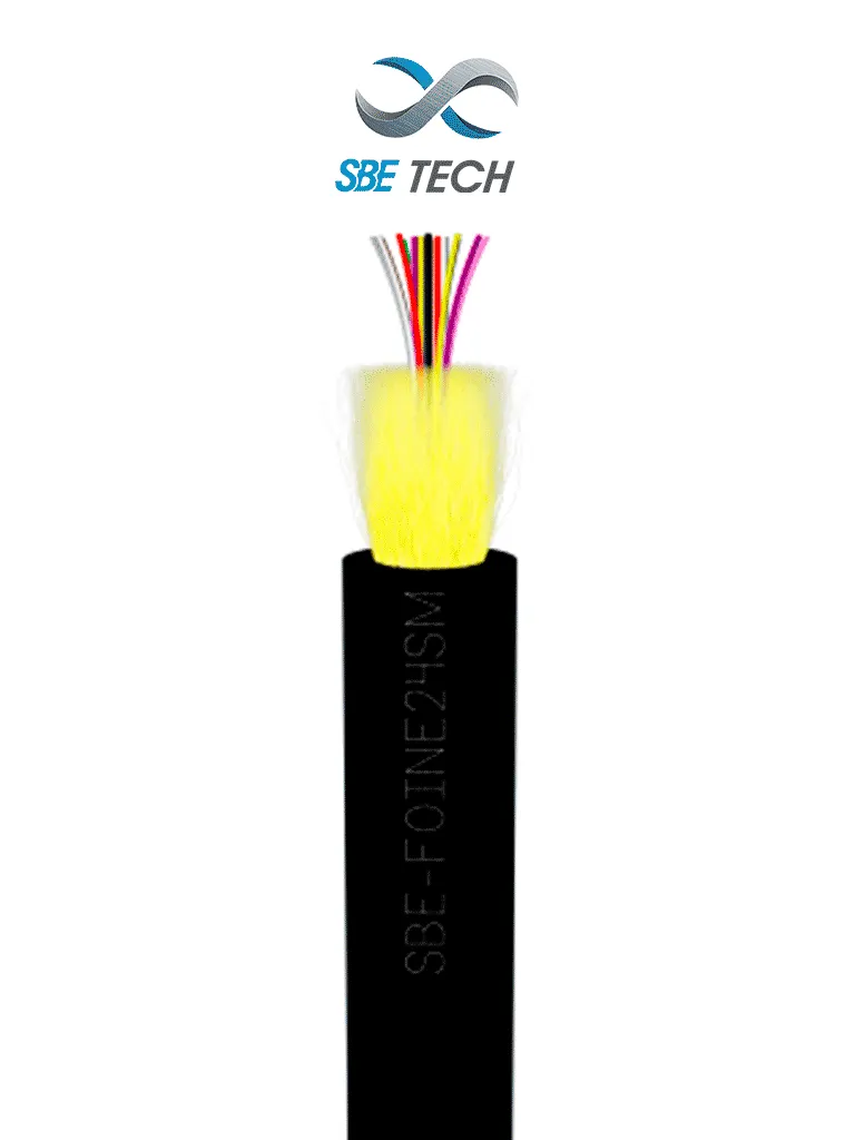 SBE TECH SBE-FOINE24SM - Fibra Optica para uso interior/exterior tubo apretado  9/125, OS2, 24 hilos, monomodo. (Precio por metro) 1 pieza = 1 metro, la venta es en múltiplos de 100 metros.