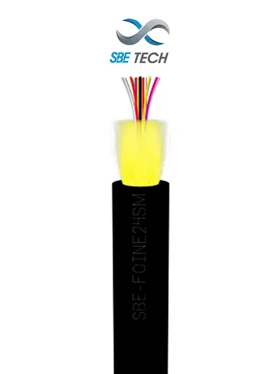 SBE TECH SBE-FOINE24SM - Fibra Optica para uso interior/exterior tubo apretado  9/125, OS2, 24 hilos, monomodo. (Precio por metro) 1 pieza = 1 metro, la venta es en múltiplos de 100 metros.