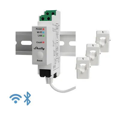 Medidor de energía trifásico Shelly Pro 3EM con Wi-Fi y Ethernet