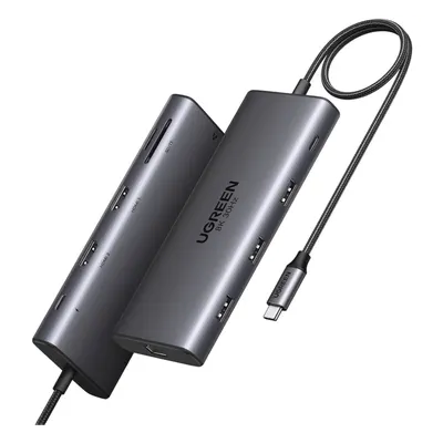 Docking station UGREEN 15534B USB-C 10 en 1 con doble HDMI