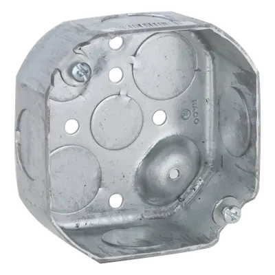Caja octagonal RACO HUB-126 de acero galvanizado, 6 entradas
