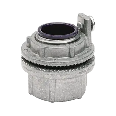 Conector Myers de Aluminio de 1 1/2" con tornillo de puesta a tierra, disponible para Áreas Peligrosas Clase 1 División 2 de acuerdo con NEC 501.10.