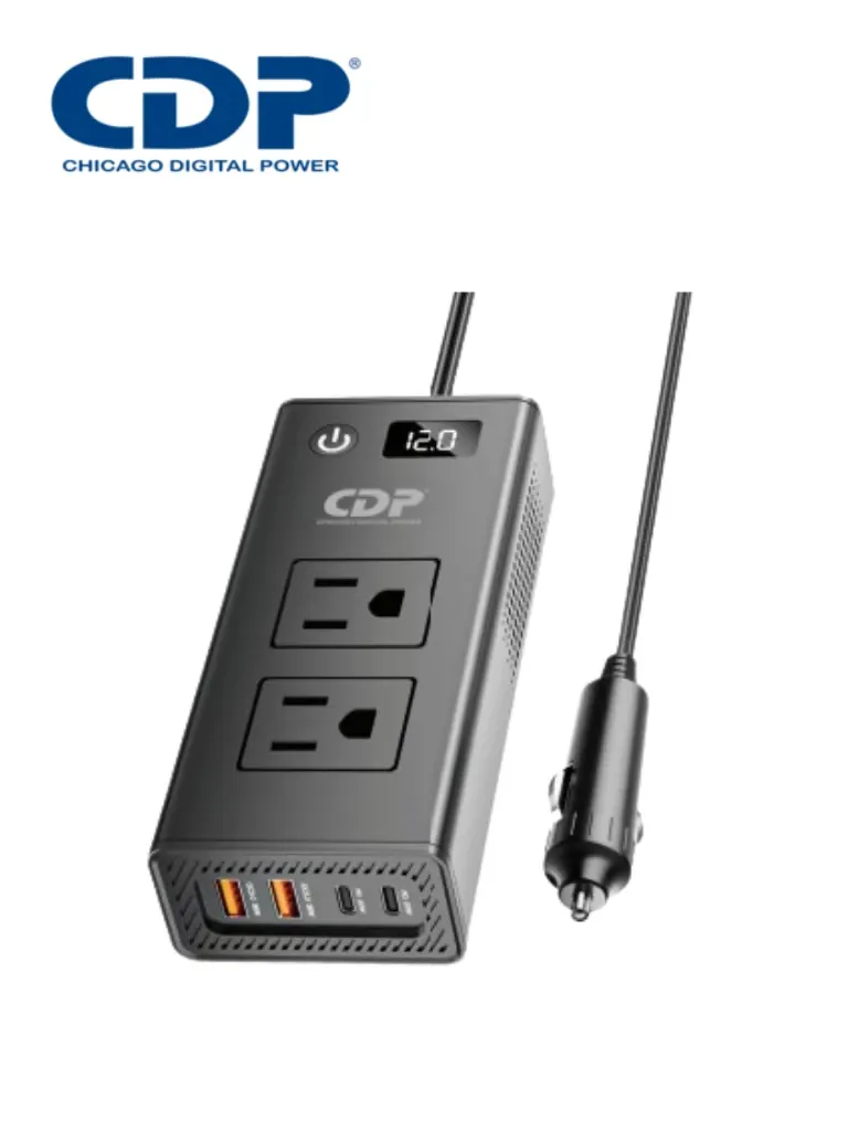 Inversor para automóvil CDP XVU212 de 200 W con salidas de CA y USB
