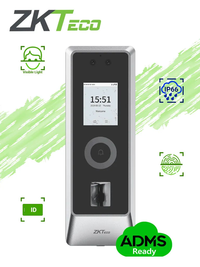 Terminal de control de acceso ZKTeco ProMA para exterior, con rostro y huella