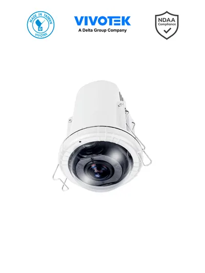 VIVOTEK FE912-H(1YL) - Cámara IP VORTEX Premium Series Fisheye interior, 12 Megapixeles, WDR Pro, Micrófono integrado, NDAA, Almacenamiento interno 512GB, Advanced AI